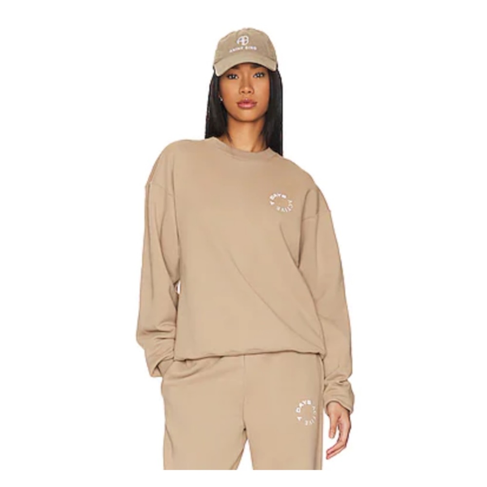7 Days Active Women's Monday Sweatshirt in Dune, Size Small NWT